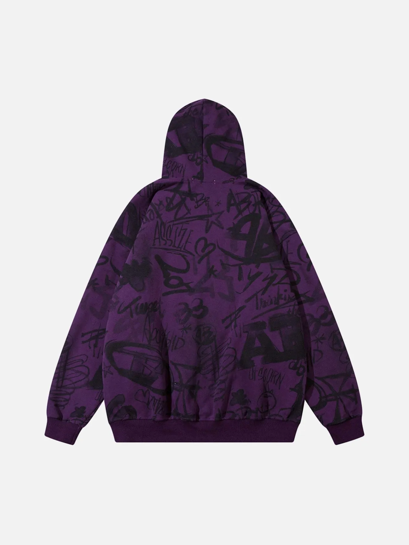 1984 All Over Graffiti Print Hooded Sweatshirt - 1823