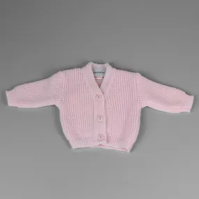 Baby Girls Ribbed Knitted Cardigan - Pink