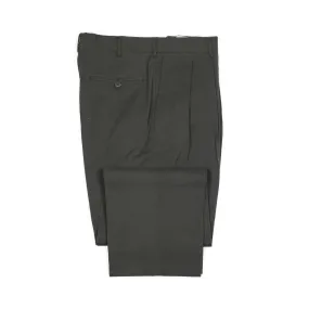 Brooklyn double-pleat high-rise wide fit trousers in slate grey cotton twill (restock)