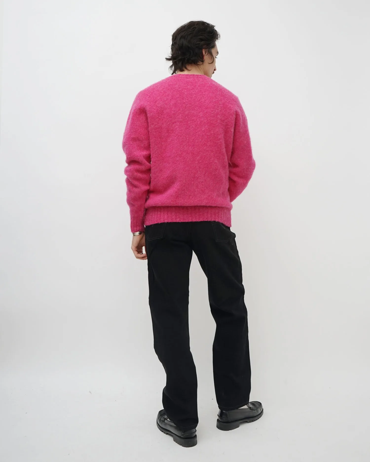 Brushed Shetland Sweater Crew Neck / Pink