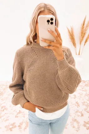 Caspian Crew Neck Knit Latte