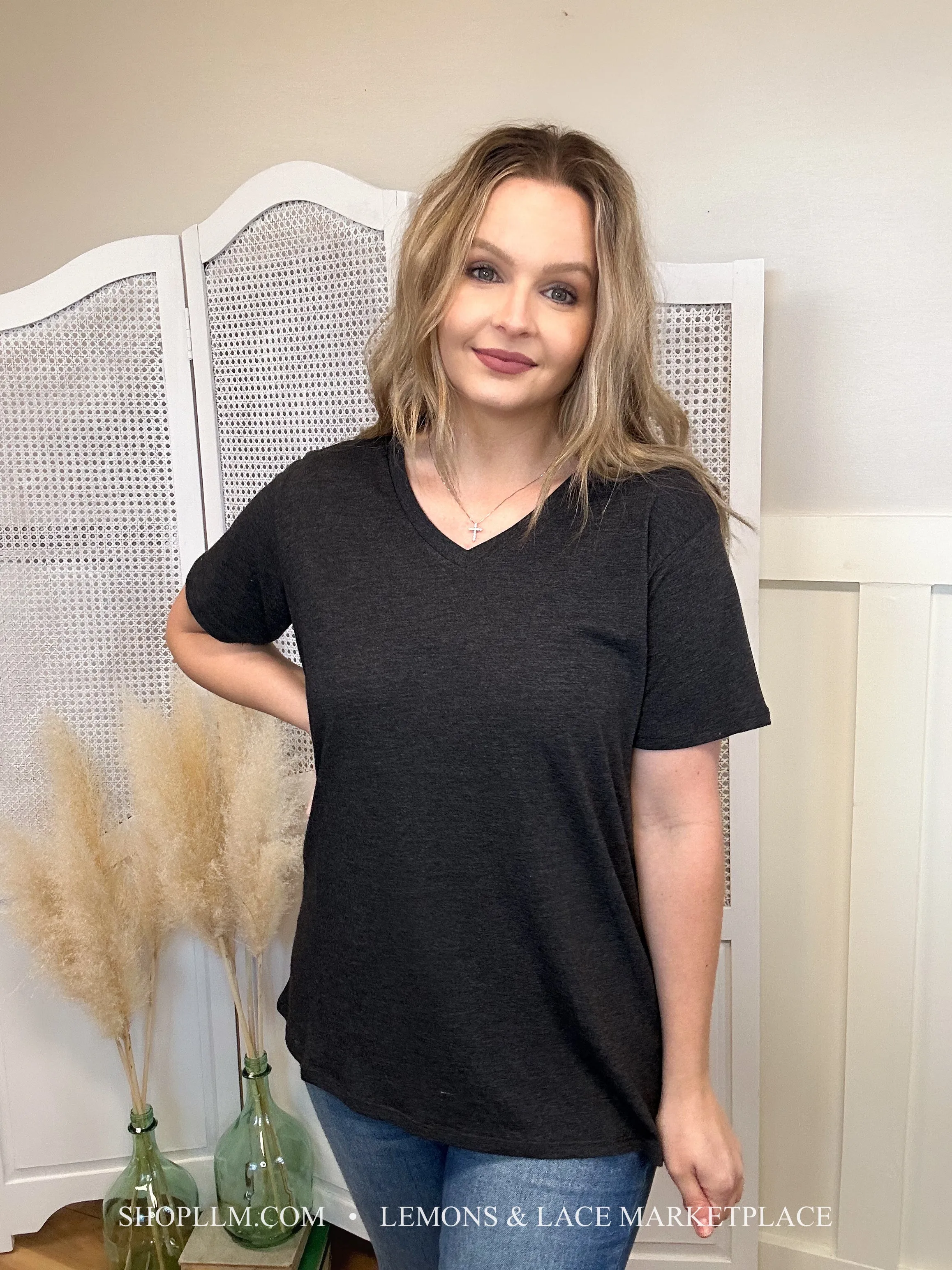 Charcoal Better Than Basic Boyfriend Tee V-Neck