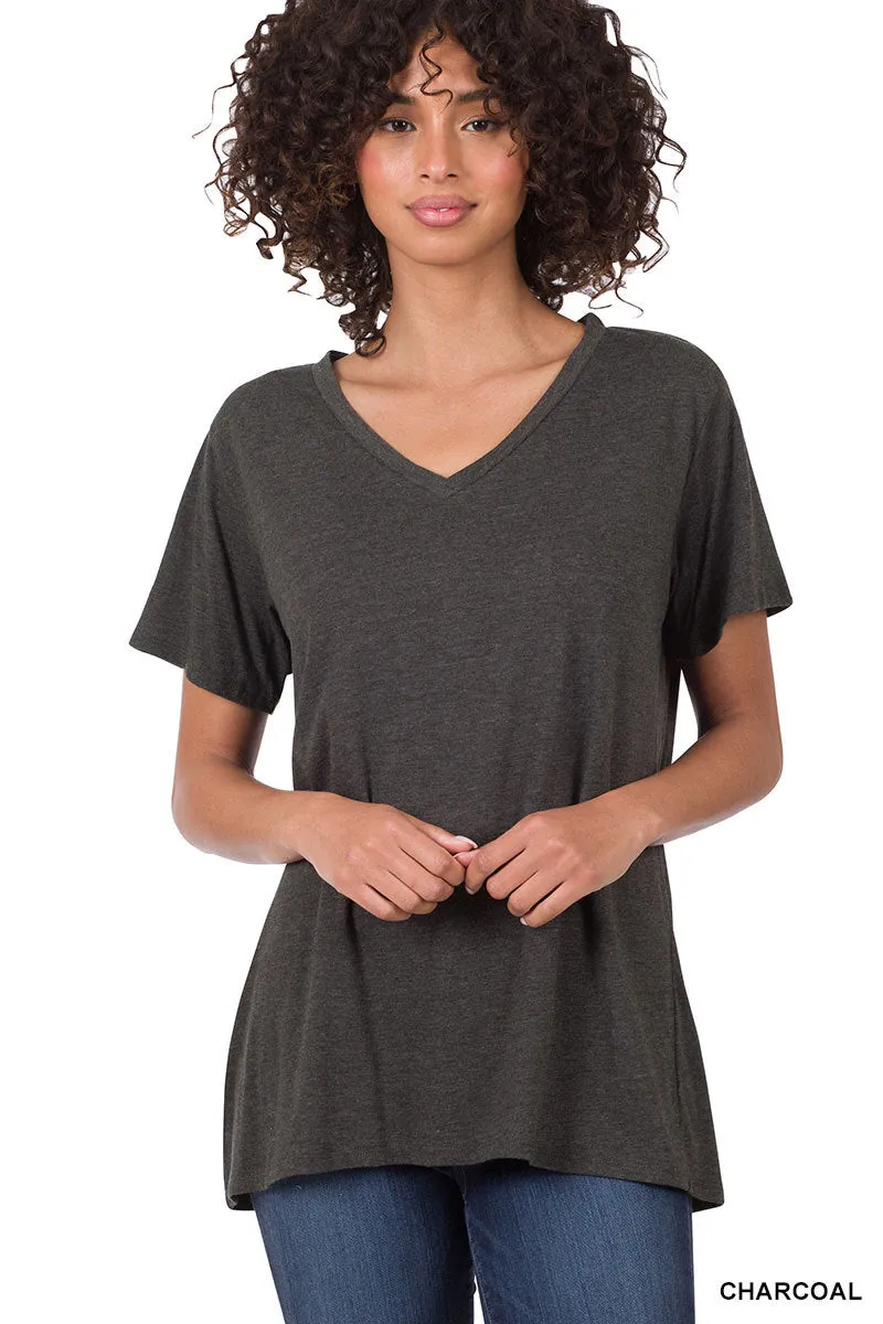 Charcoal Better Than Basic Boyfriend Tee V-Neck