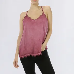 Classic Lace Tank Top Wine