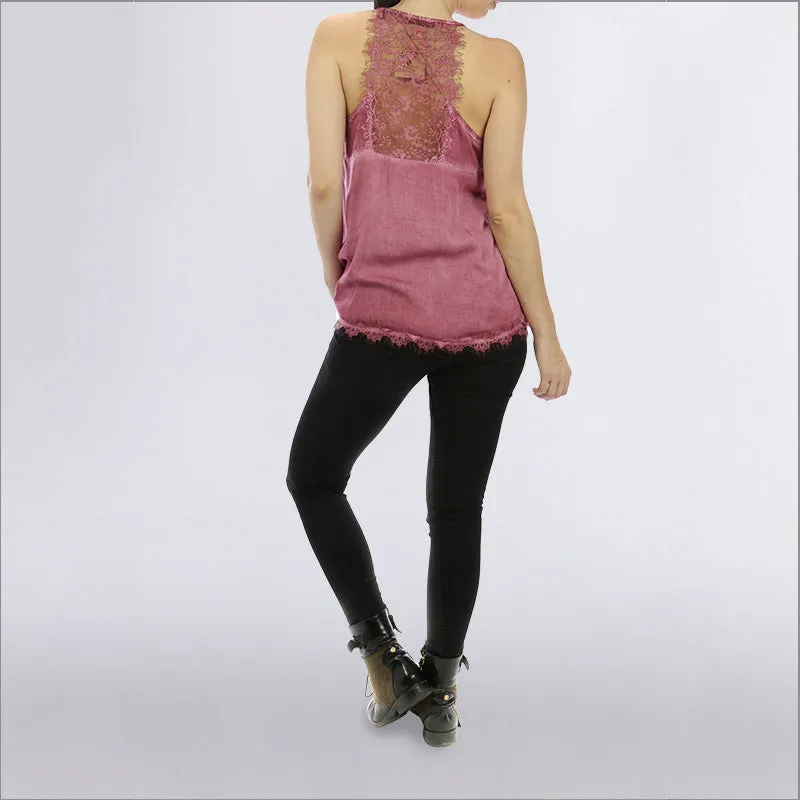 Classic Lace Tank Top Wine