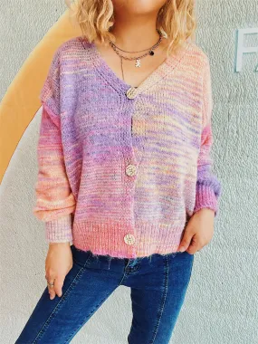 Colorful Button Up Long Sleeve Cardigans