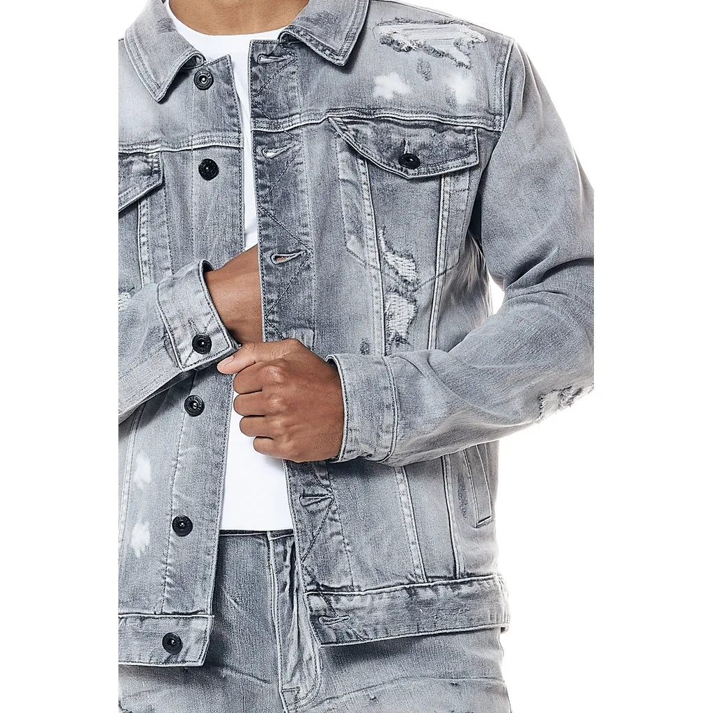 Distressed Rip & Repair Jean Jacket - Union Grey