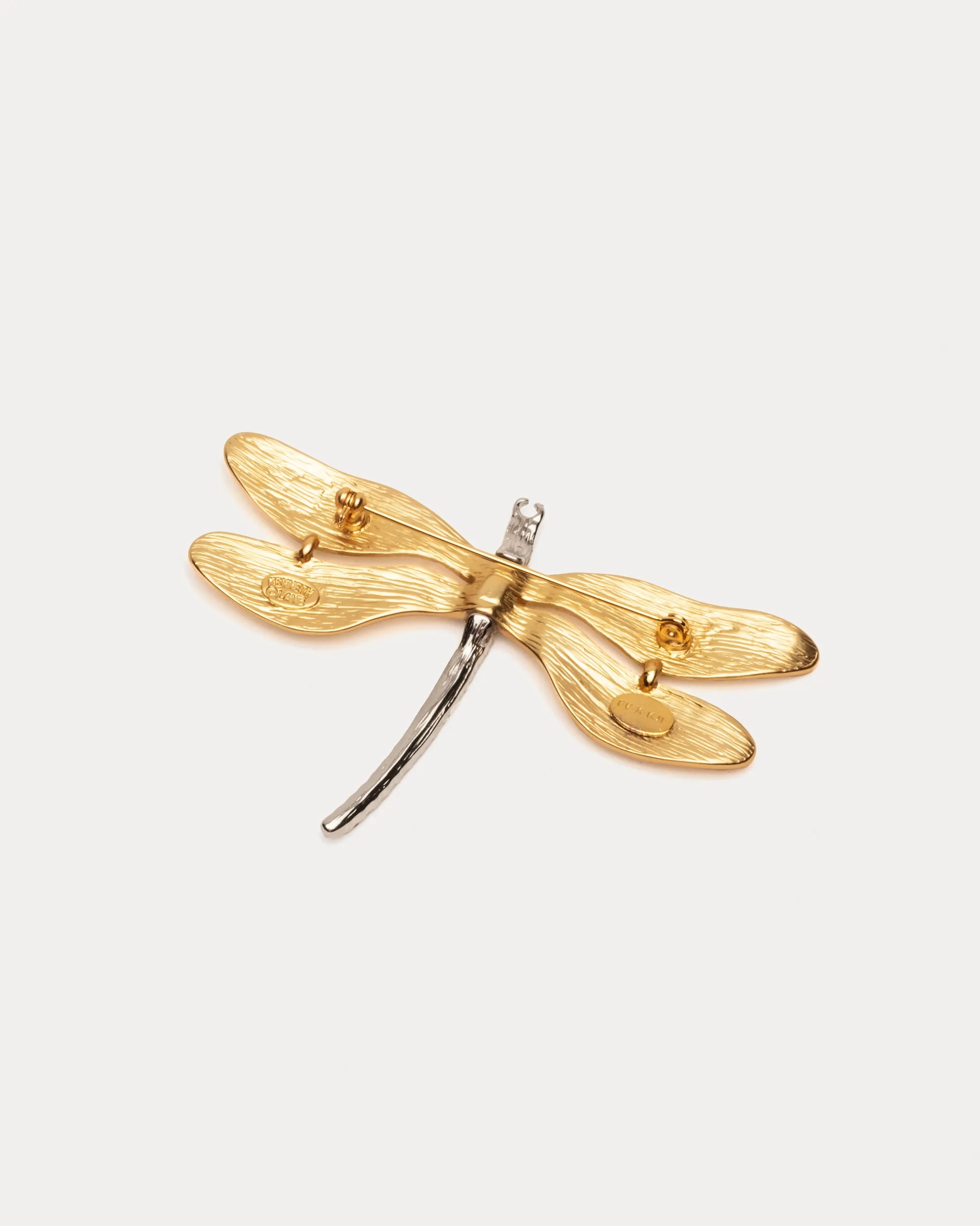 Dragonfly Pin Gold White Black