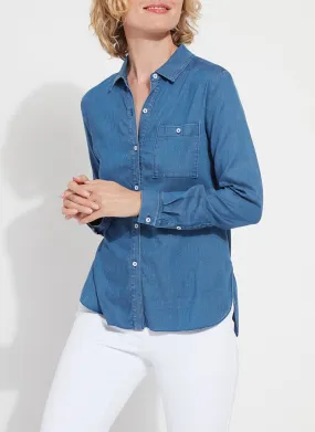 Drew Stretch Chambray Shirt | MID WASH