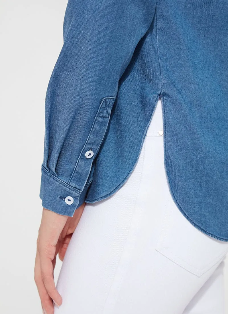 Drew Stretch Chambray Shirt | MID WASH