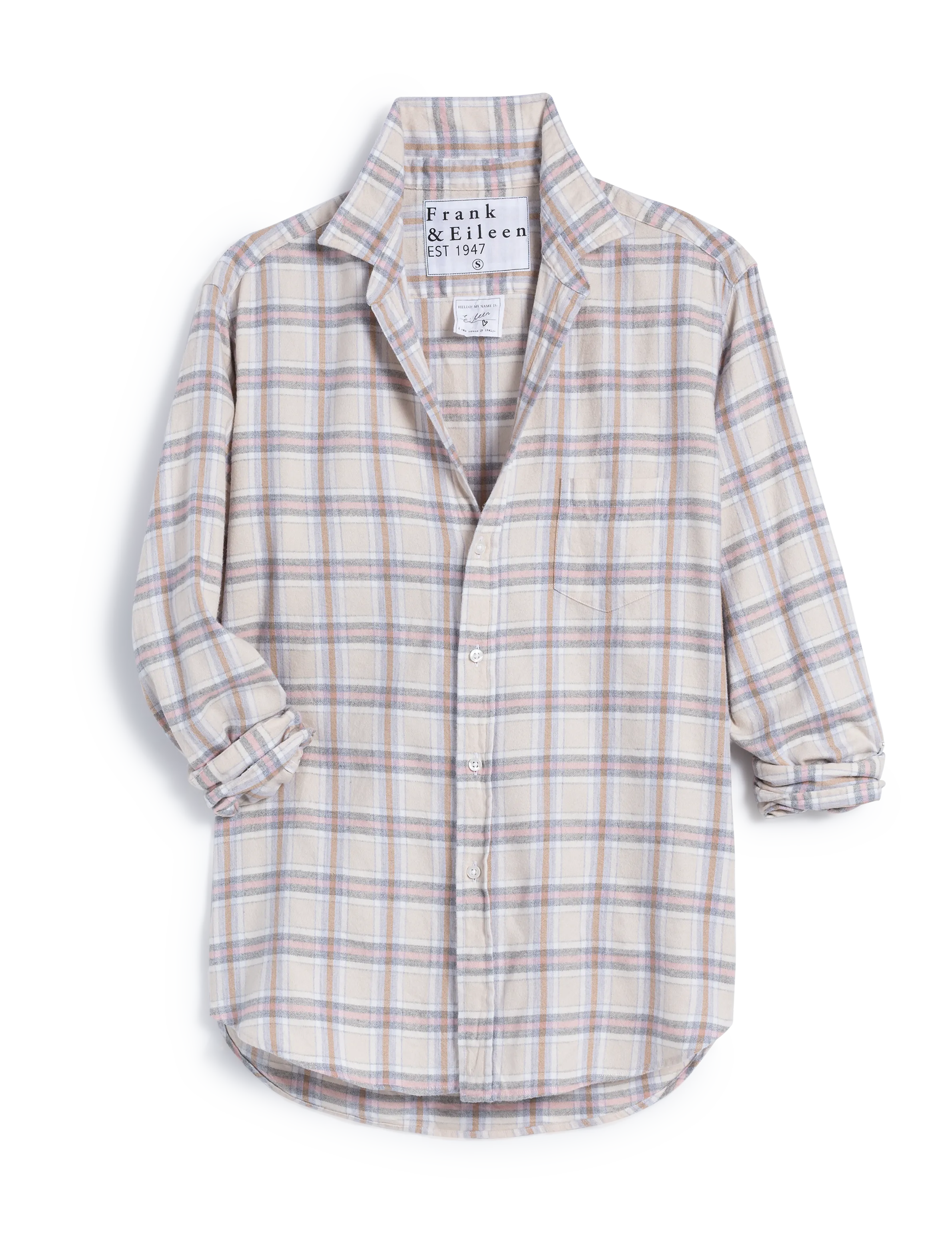 EILEEN Cream and Pink Plaid, Italian Cashmere Touch