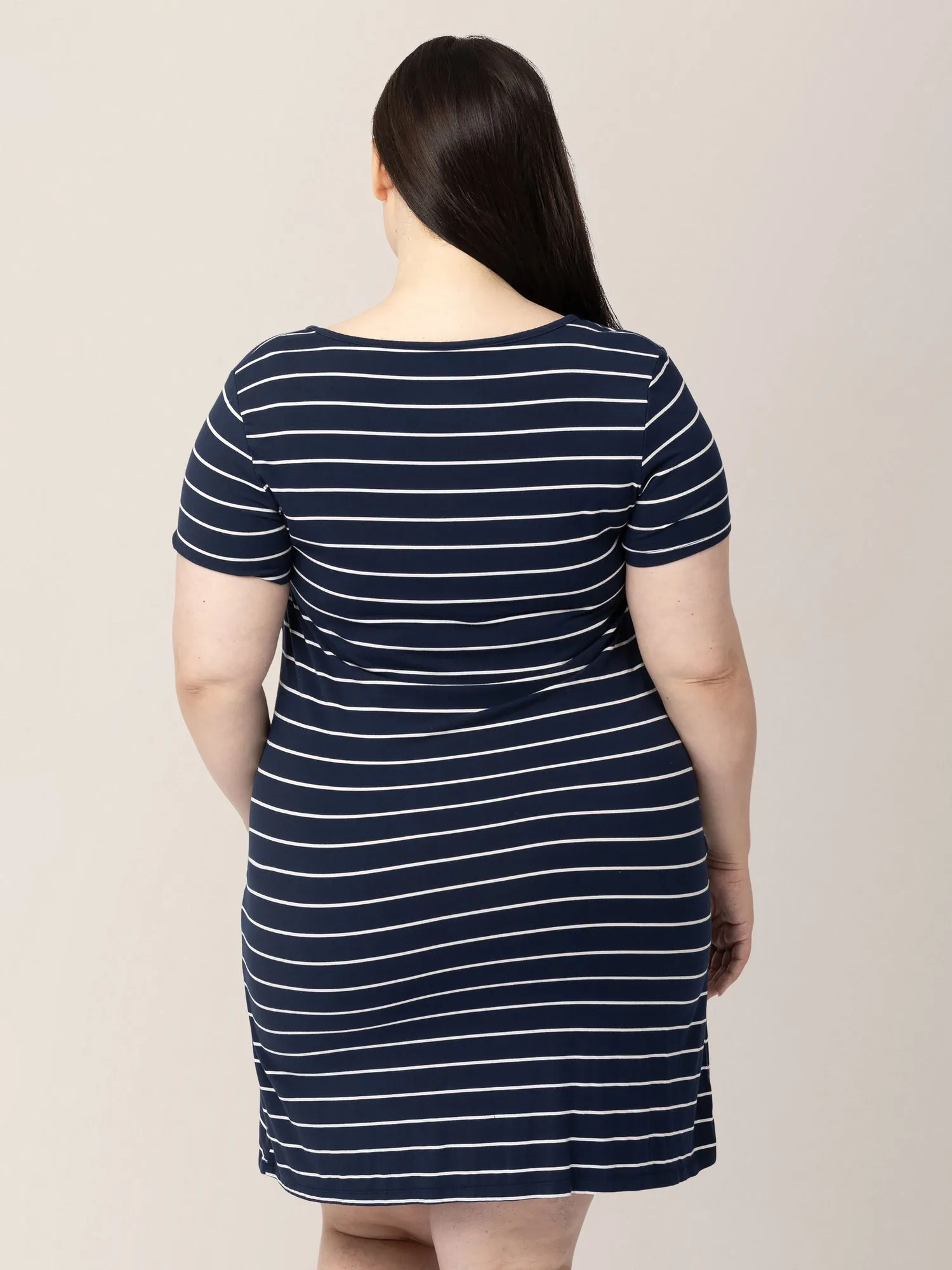 Eleanora Bamboo Maternity & Nursing Dress | Navy Stripe