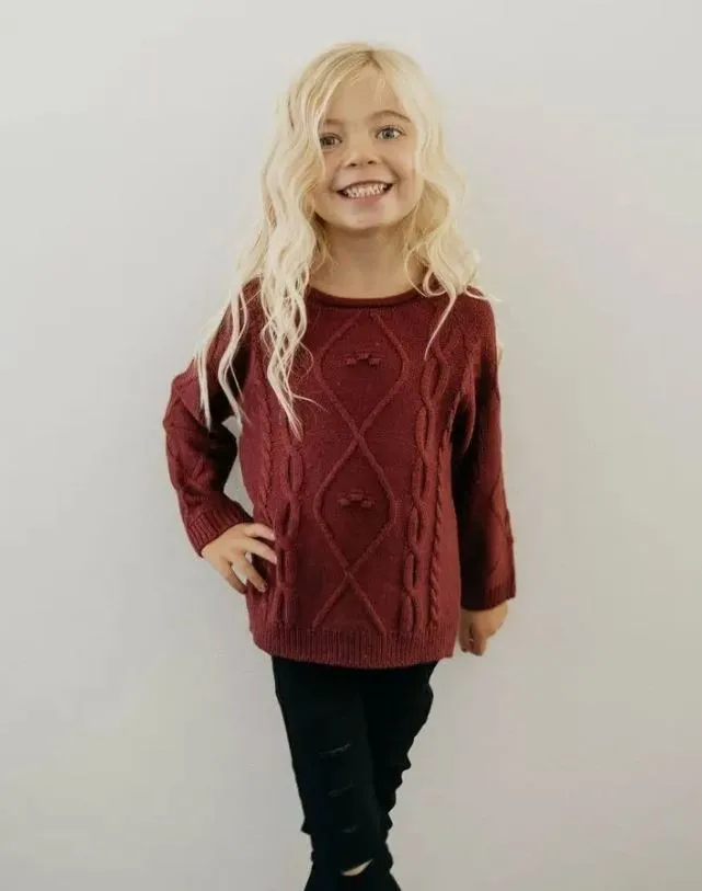 Elizabeth Cable Knit Sweater - Maroon