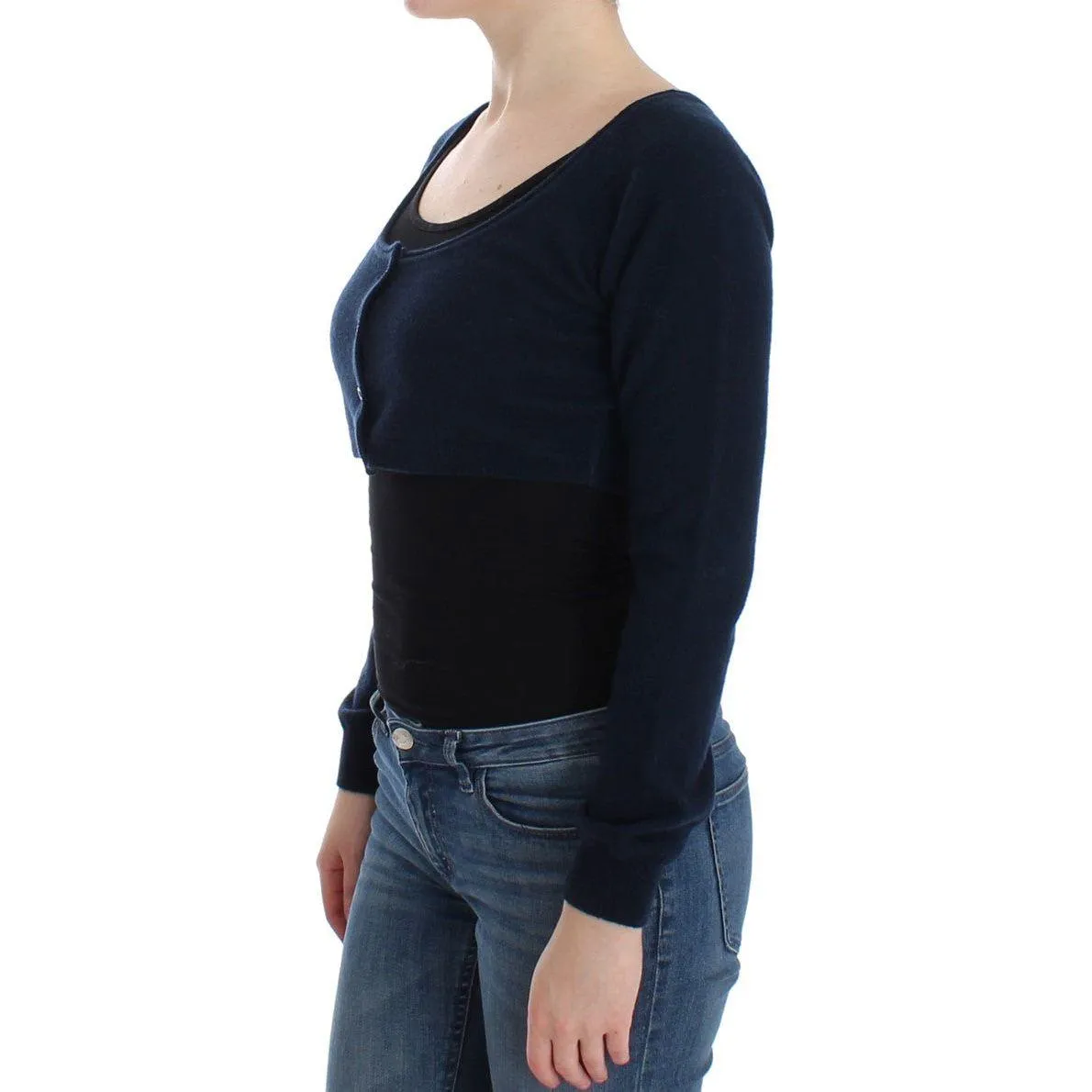 Ermanno Scervino Chic Cashmere-Blend Cropped Sweater in Blue