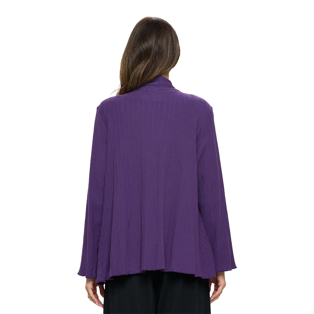 Focus Diagonal Rib Long Sleeve Cardigan in Blackberry - CS-304-BB