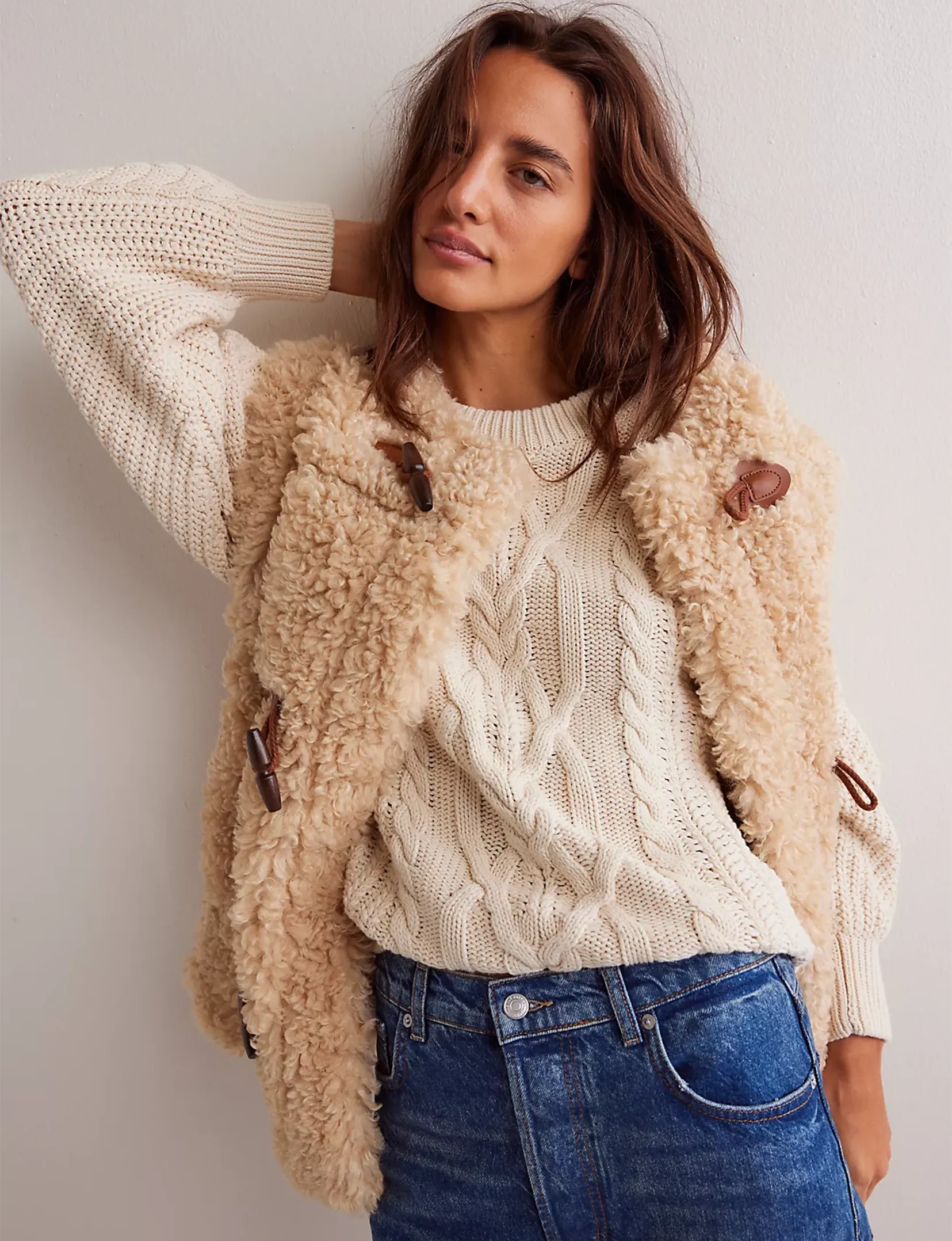 Frankie Cable Sweater, Ivory