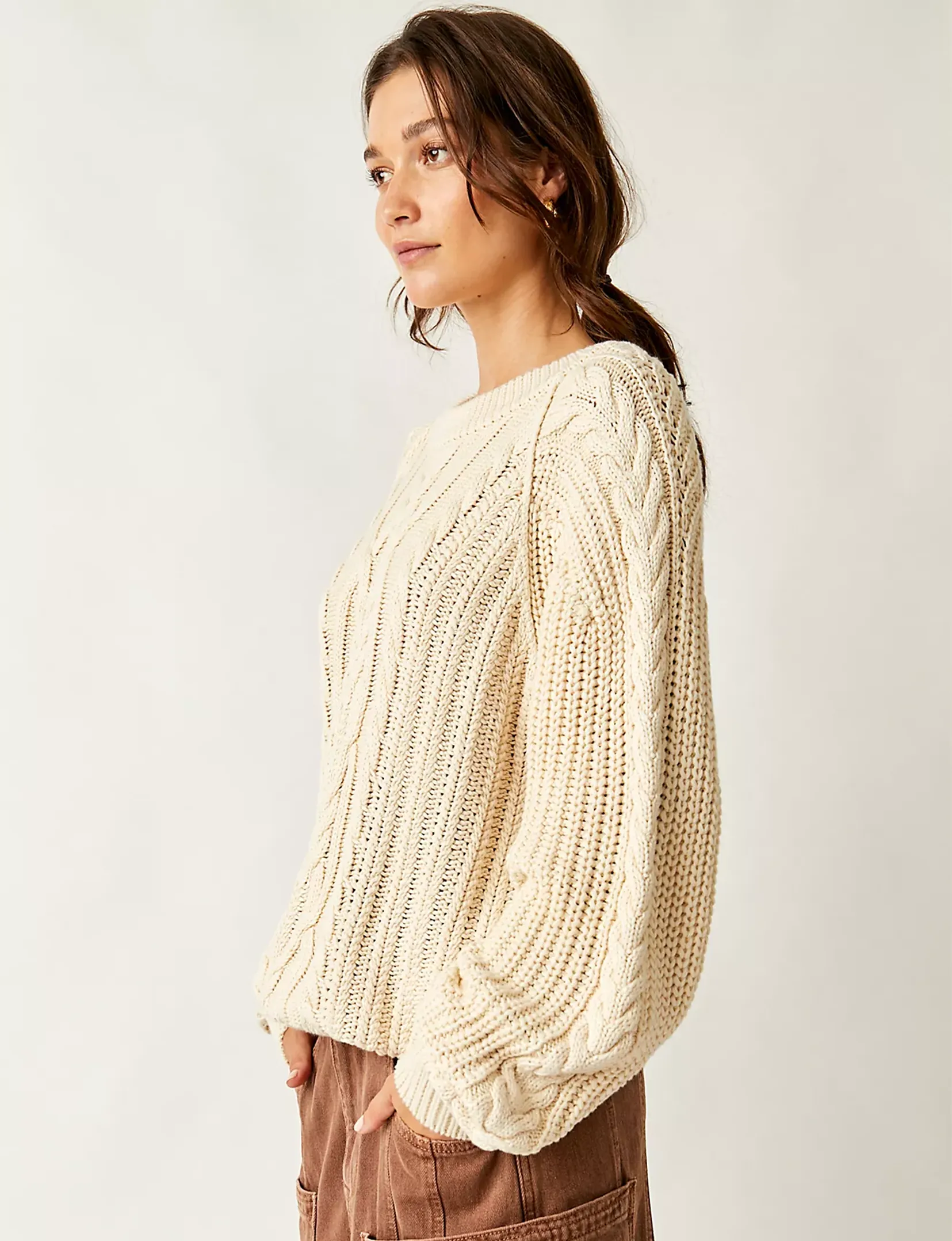 Frankie Cable Sweater, Ivory