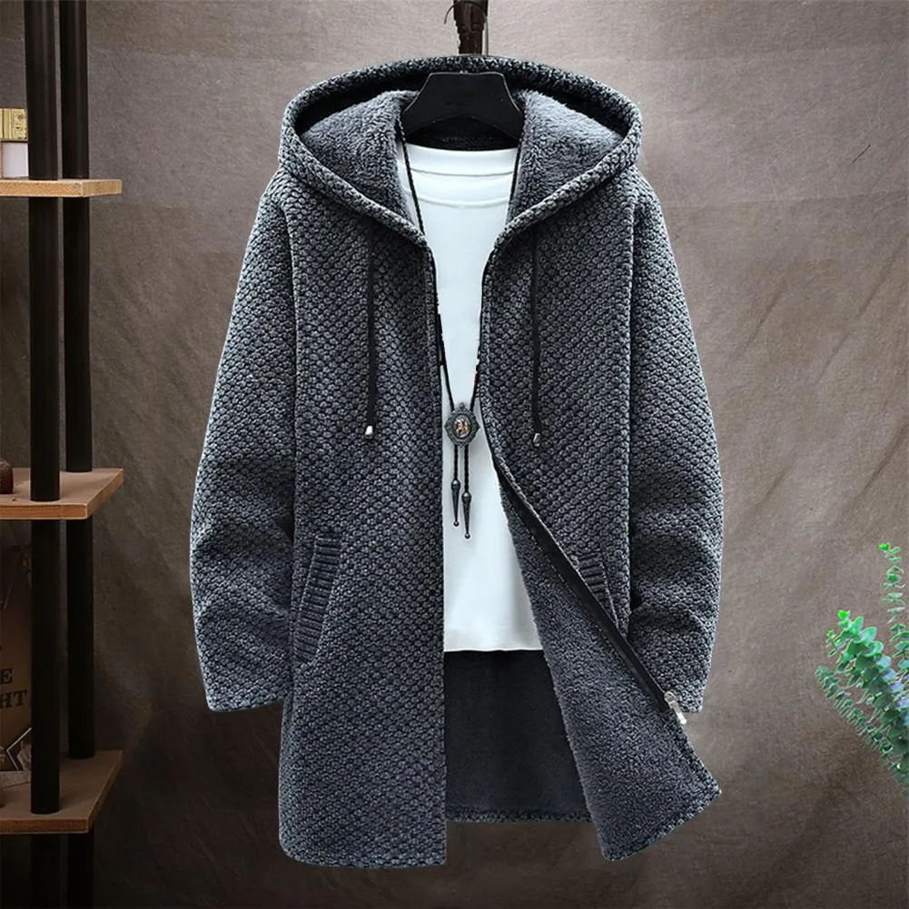 Funki Buys | Jackets | Men's Warm Drawstring Hooded Overcoat