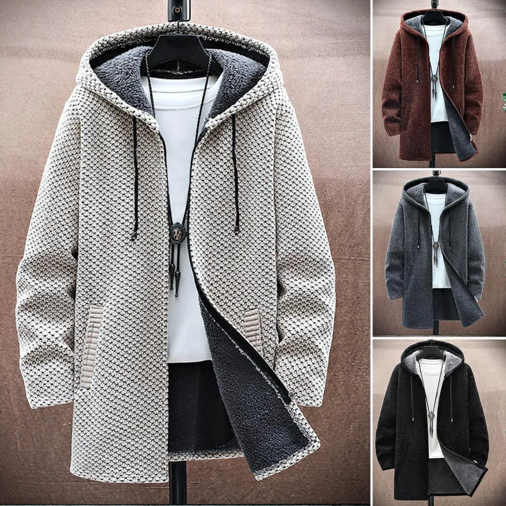 Funki Buys | Jackets | Men's Warm Drawstring Hooded Overcoat