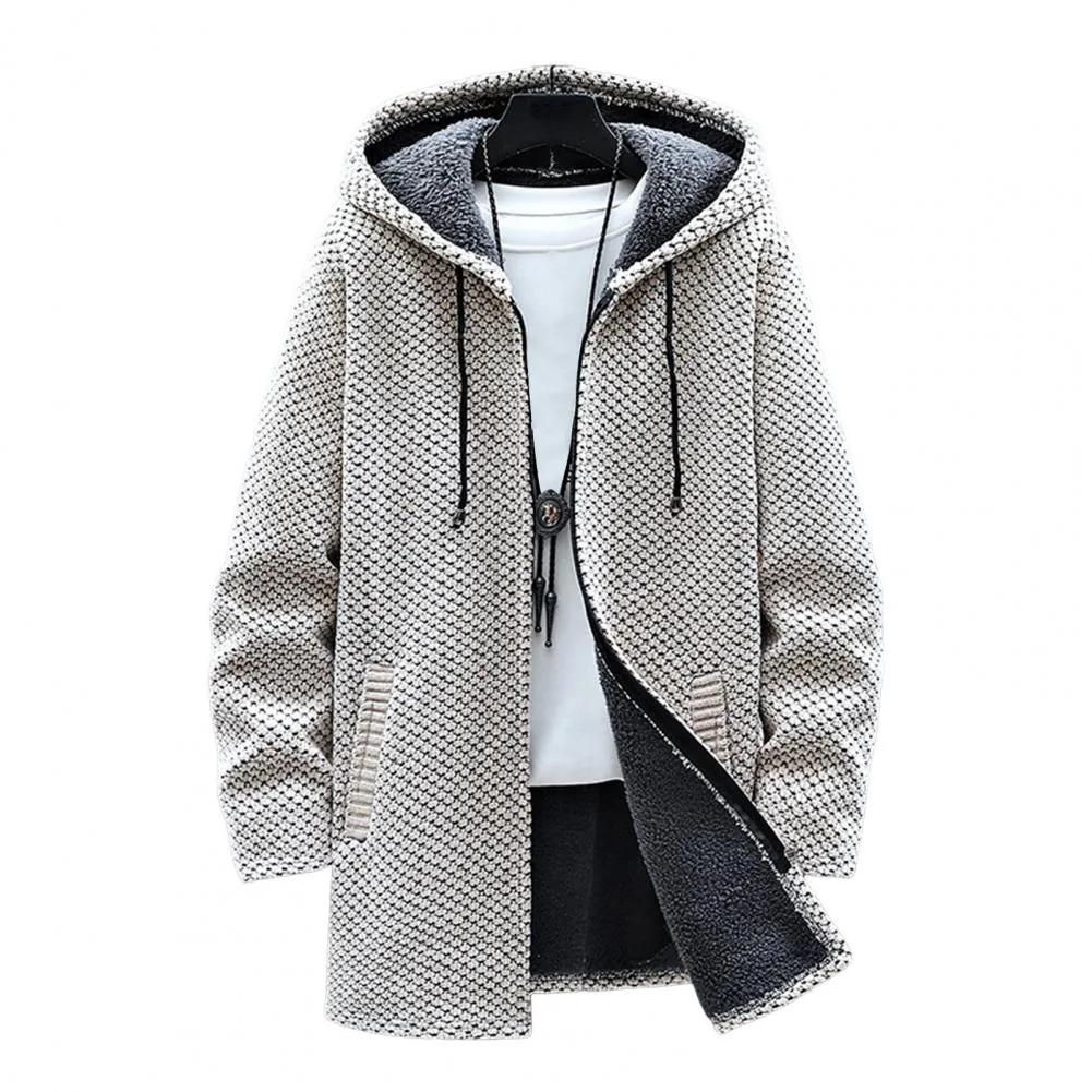 Funki Buys | Jackets | Men's Warm Drawstring Hooded Overcoat