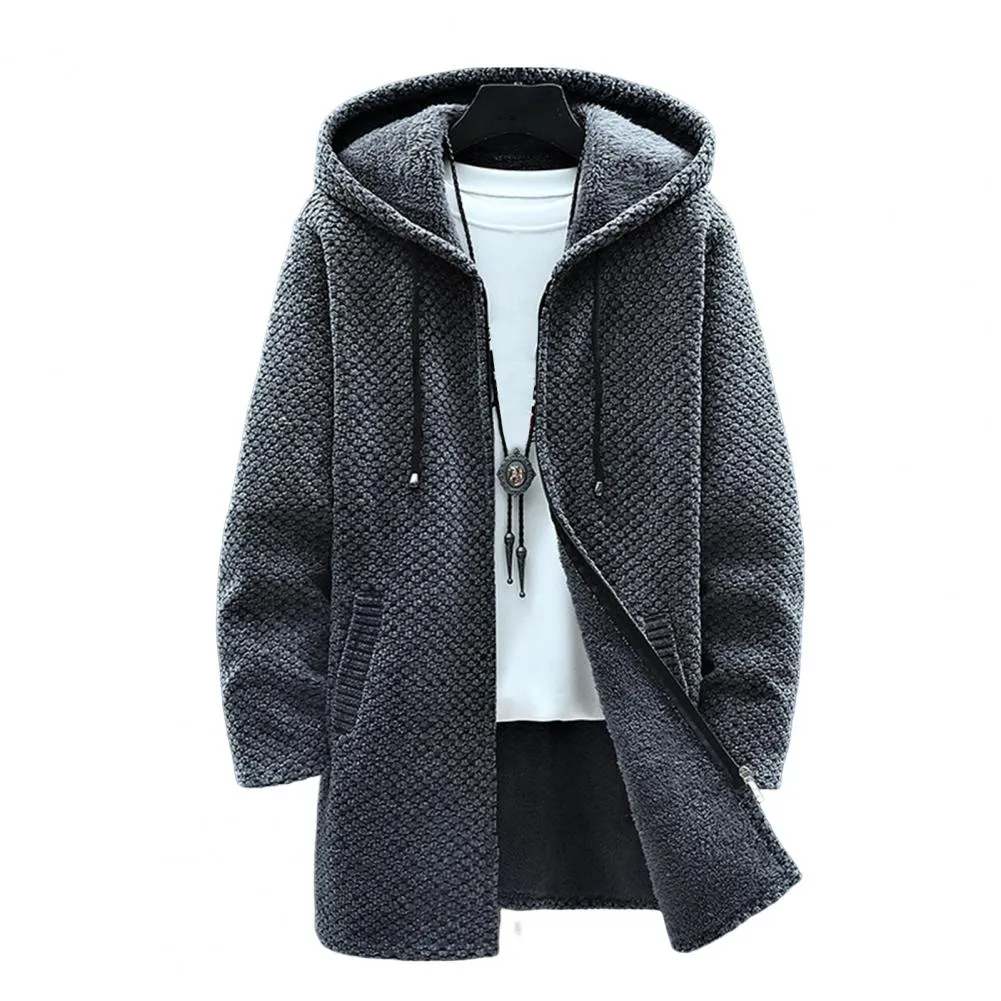 Funki Buys | Jackets | Men's Warm Drawstring Hooded Overcoat