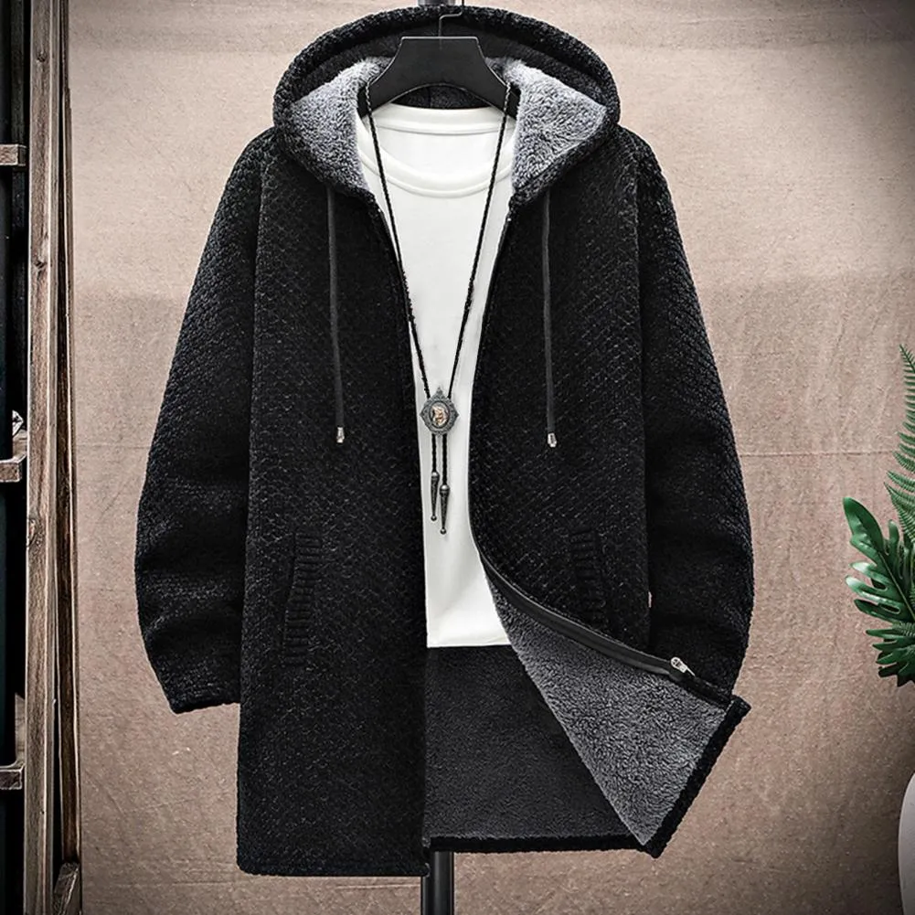 Funki Buys | Jackets | Men's Warm Drawstring Hooded Overcoat