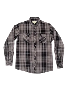 Grey Plaid Flannel Button-Up