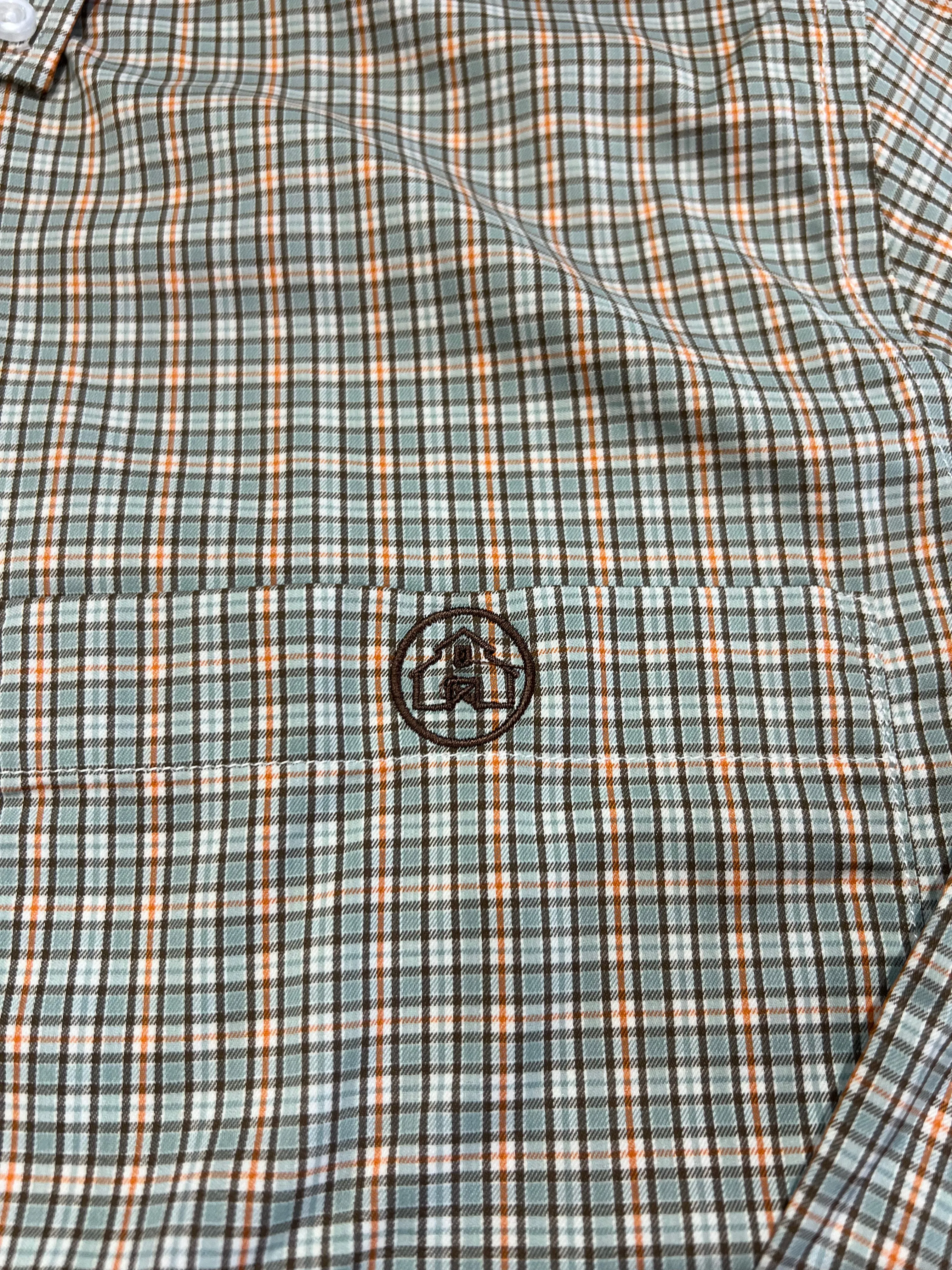 Home Bound Plaid Button Up Shirt - Brown/Salmon/Light Blue