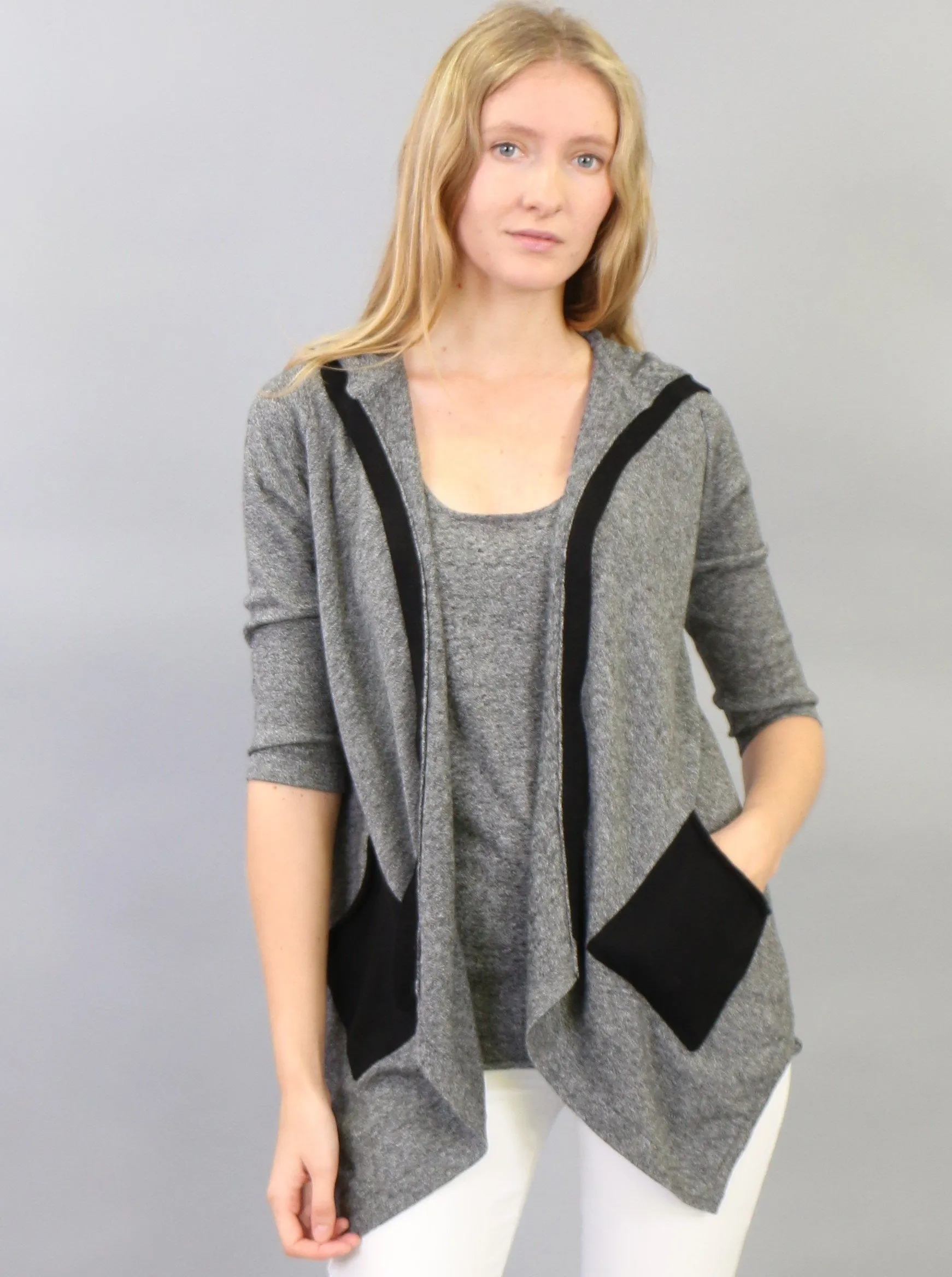 Hoodie Open Front Cardigan