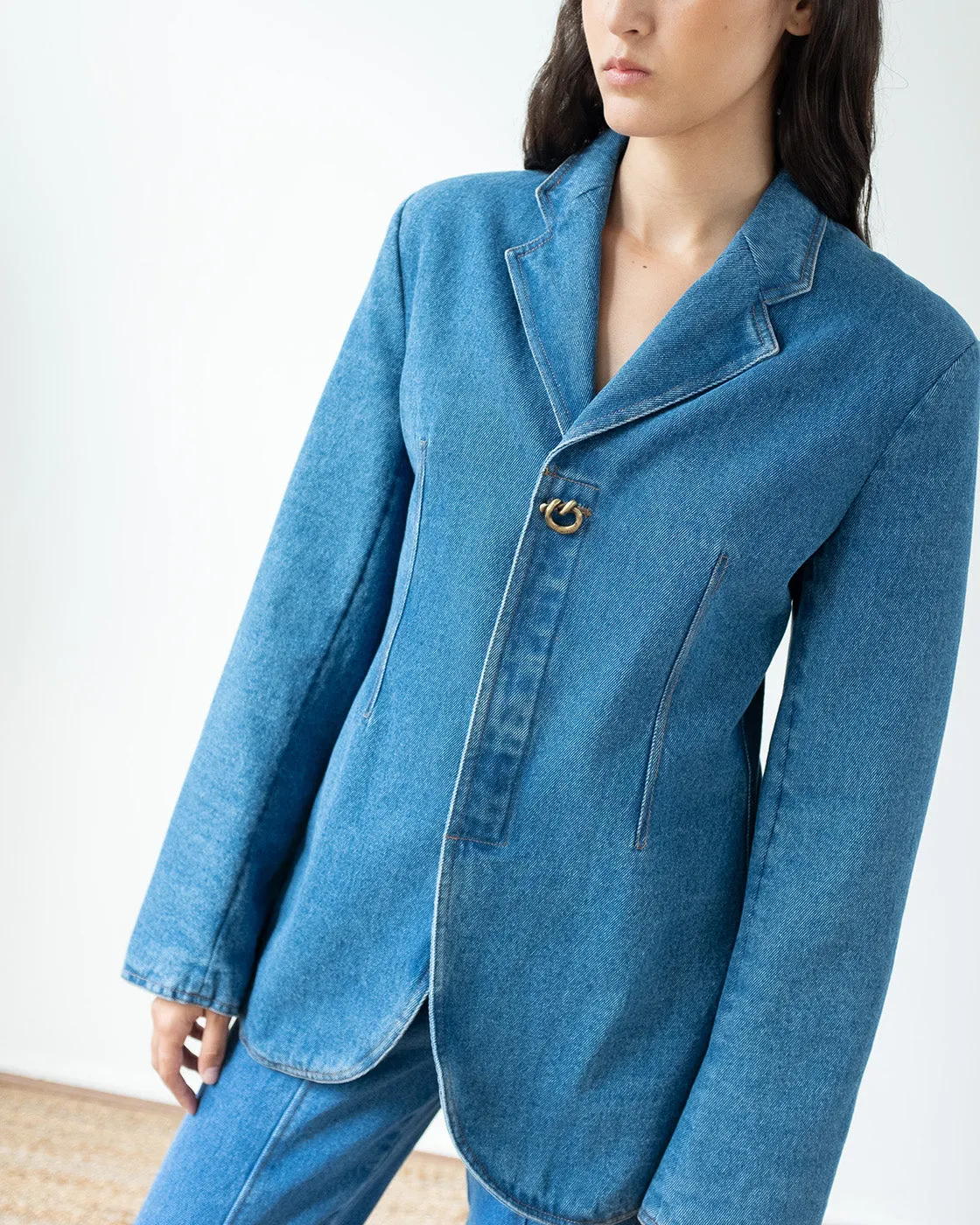 Isla Blazer Organic Cotton Denim Blue