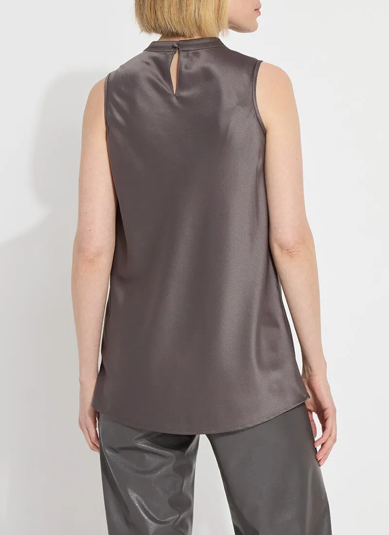 Justine Draped Mock Neck Shell | Grey Ash