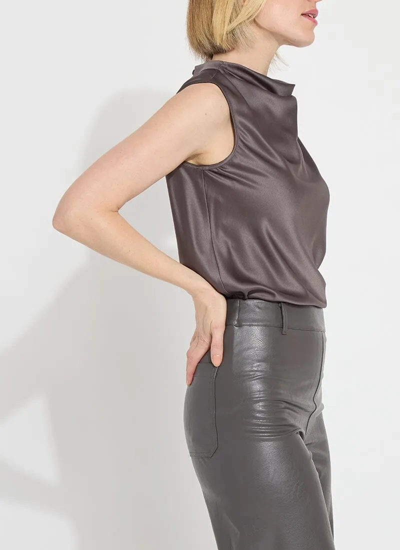 Justine Draped Mock Neck Shell | Grey Ash