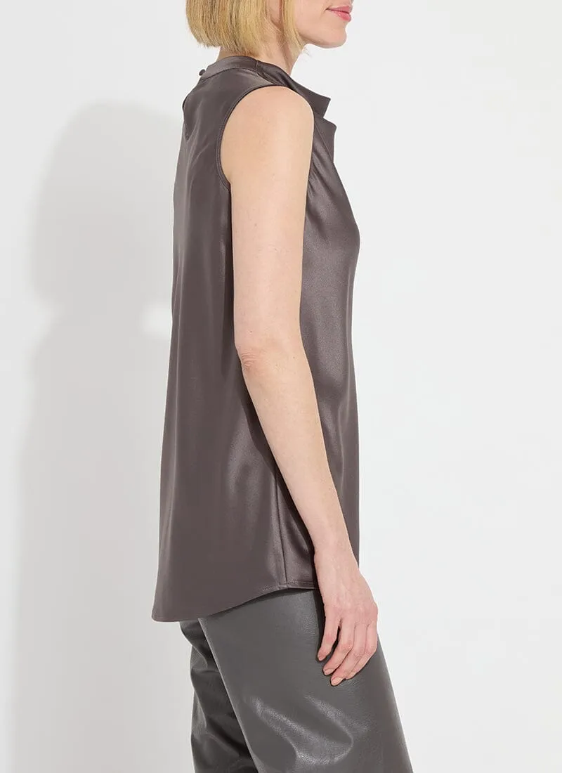 Justine Draped Mock Neck Shell | Grey Ash