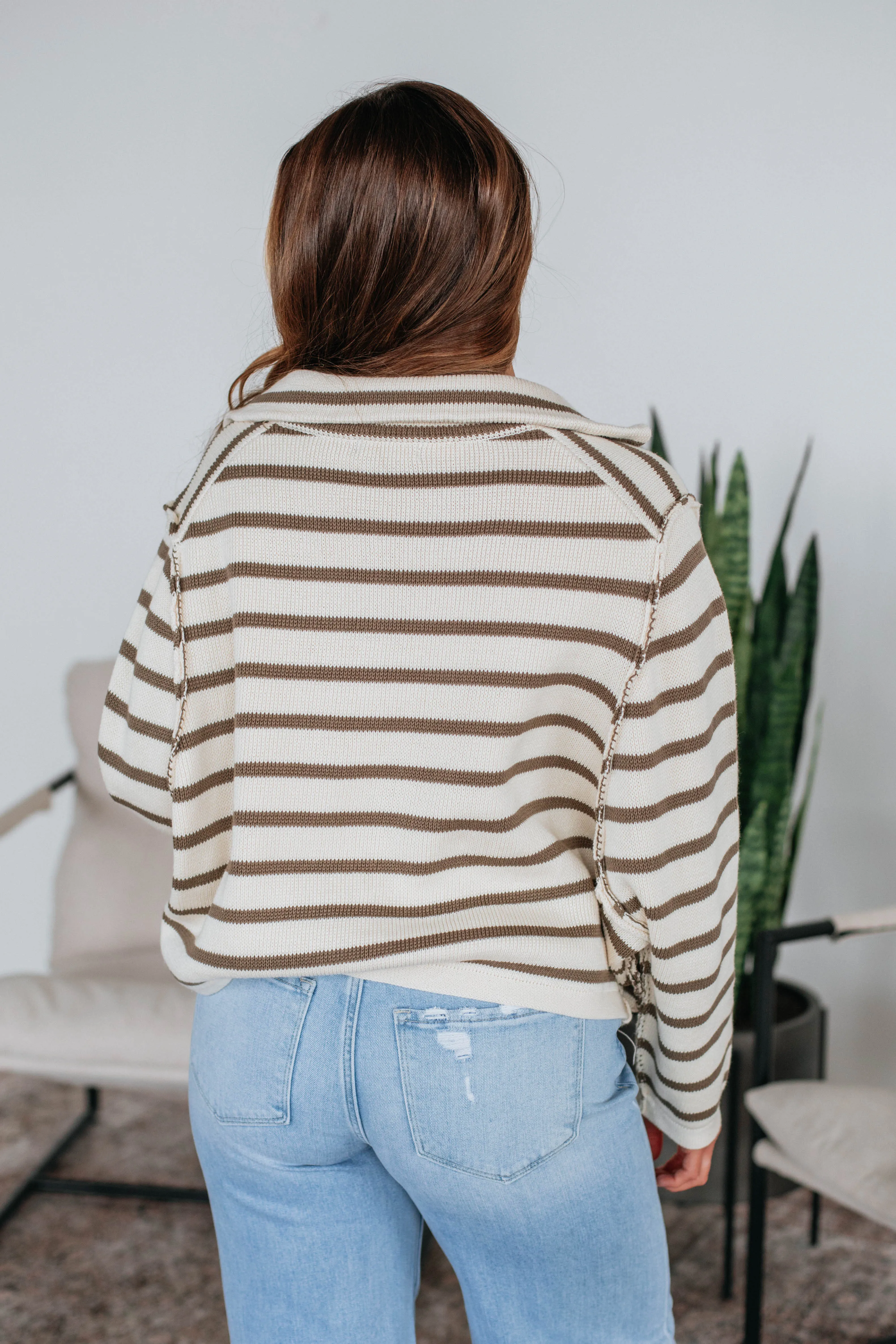 Kymber Striped Cardigan - Olive