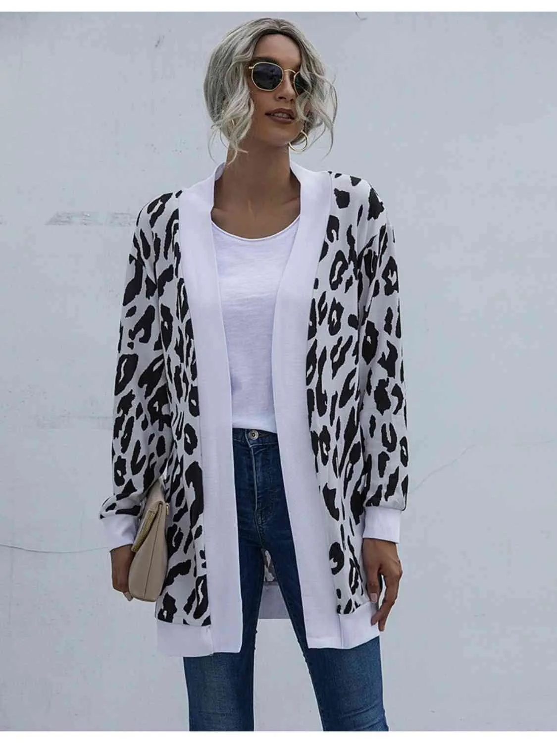 Leopard Open Front Cardigan