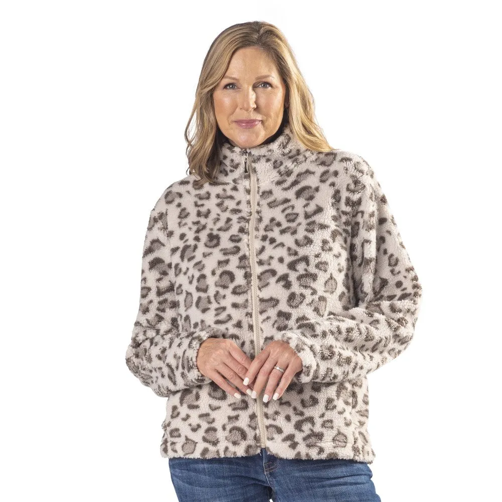 Leopard Print Teddy Bear Fleece Jacket