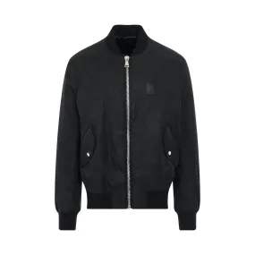 Logo Nylon Zipped Bomber Jacket in Black