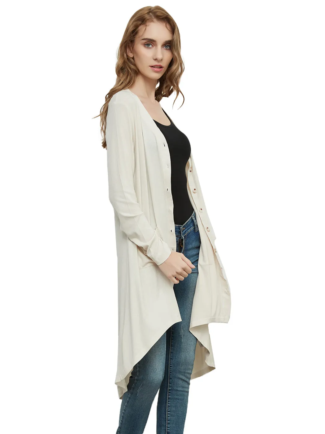 Long Sleeve Button Down Knit Ribbed Cardigan