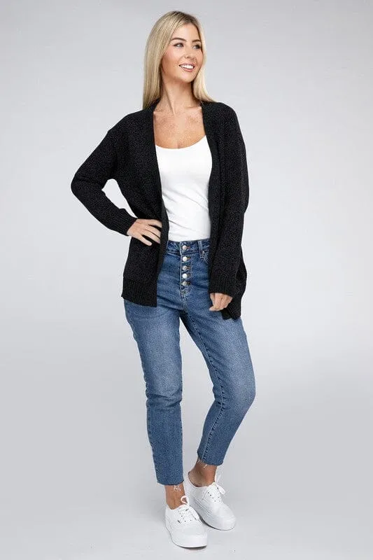 Melange Open Front Sweater Cardigan