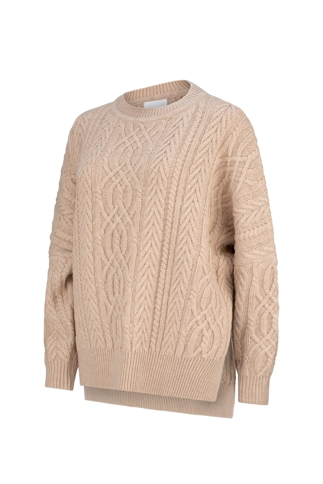 Merino Pale Oat Soft Touch Cable Pullover