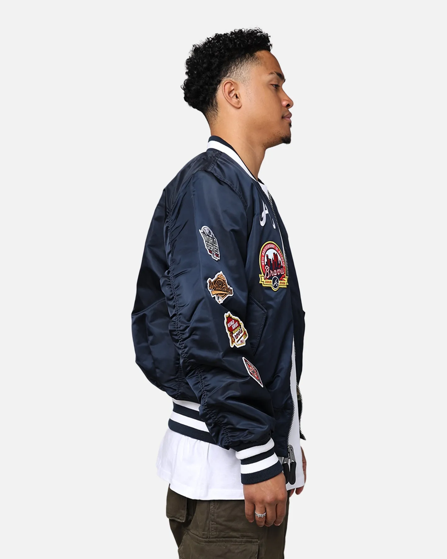 New Era X Alpha Series X MLB Atlanta Braves MA-1 Bomber Jacket Black