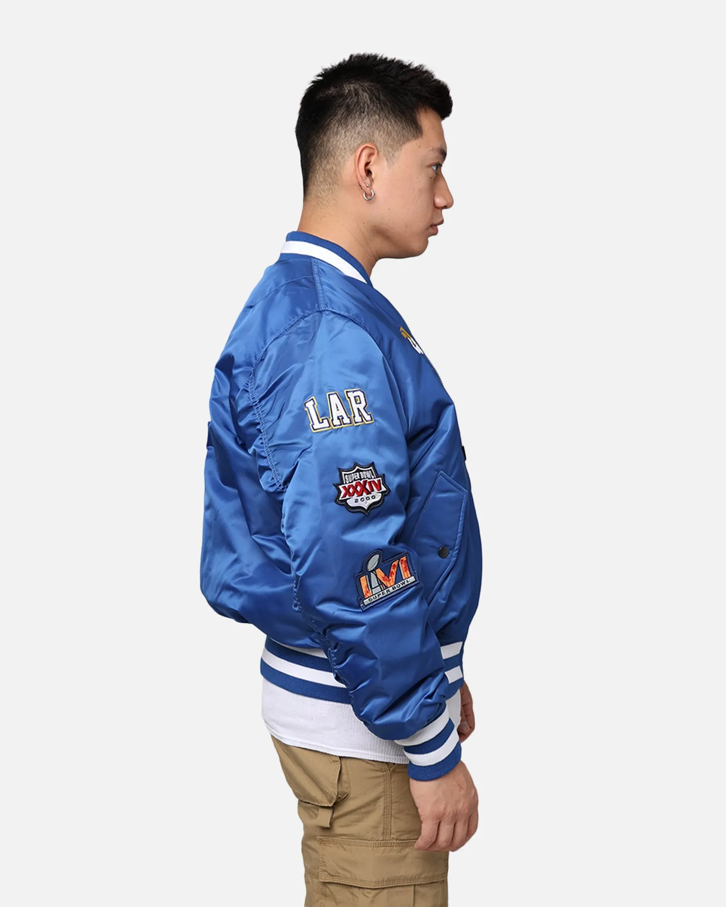 New Era X Alpha Series X NFL Los Angeles Rams MA-1 Bomber Jacket Royal/Black