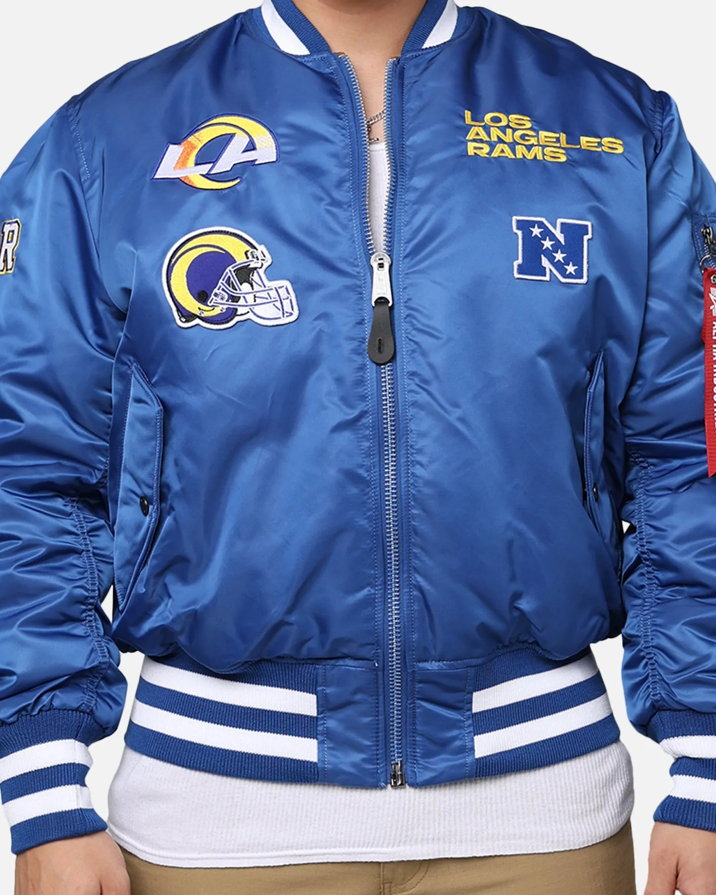 New Era X Alpha Series X NFL Los Angeles Rams MA-1 Bomber Jacket Royal/Black