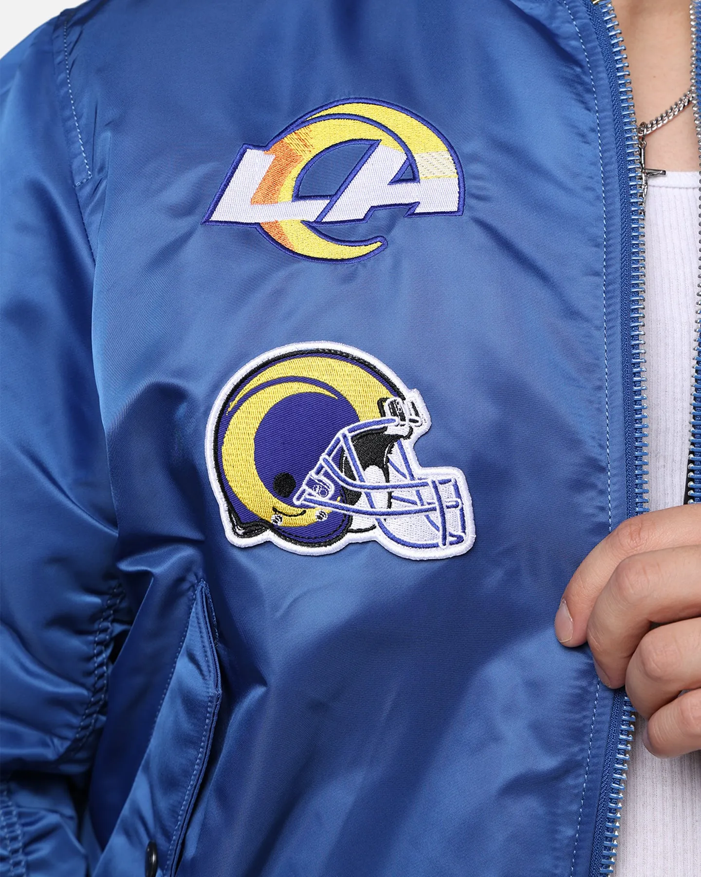 New Era X Alpha Series X NFL Los Angeles Rams MA-1 Bomber Jacket Royal/Black