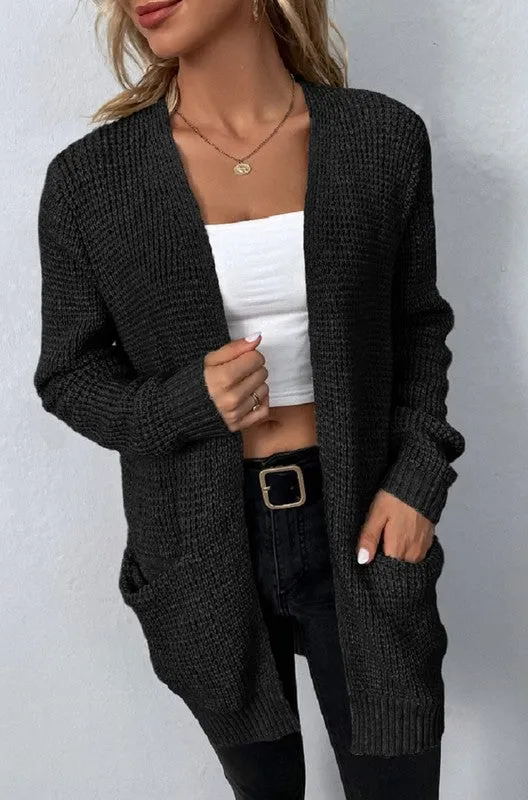 Nola Open front waffle sweater cardigan