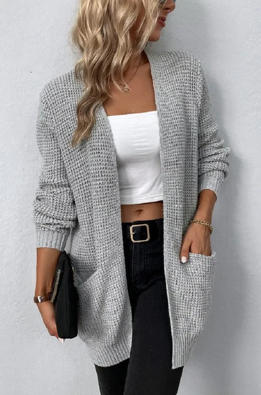 Nola Open front waffle sweater cardigan