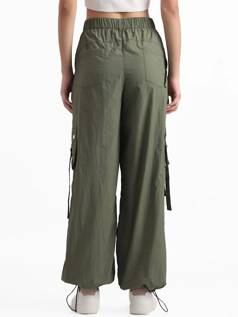 Nuon Olive Relaxed Fit Full Length Cargo Trousers