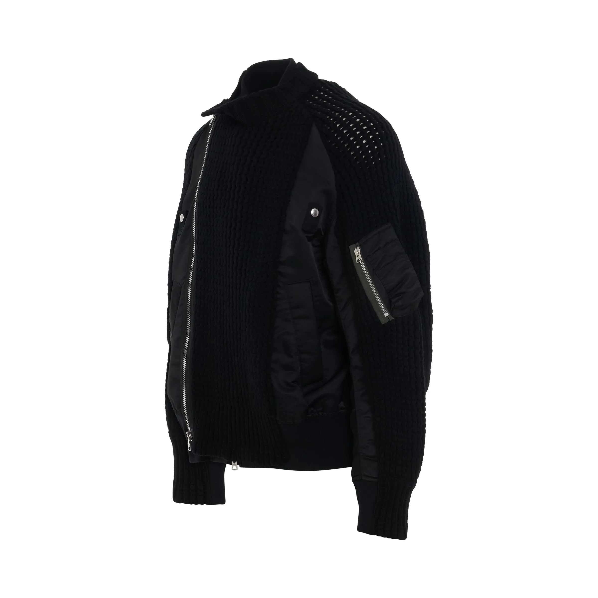 Nylon Twill Mix Blouson in Black