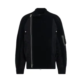 Nylon Twill Mix Blouson in Black