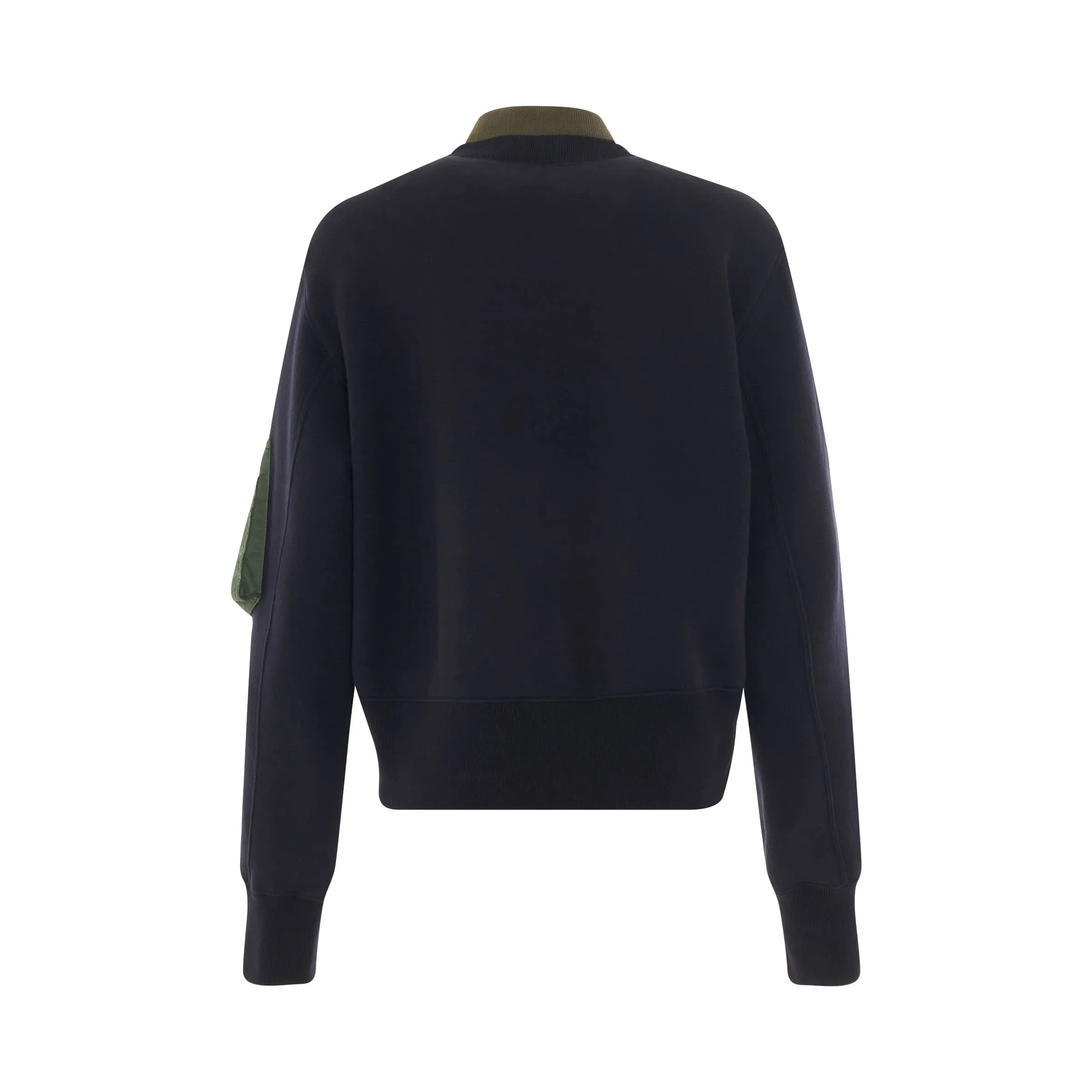 Nylon Twill Sponge Sweat Jacket in Navy/Khaki